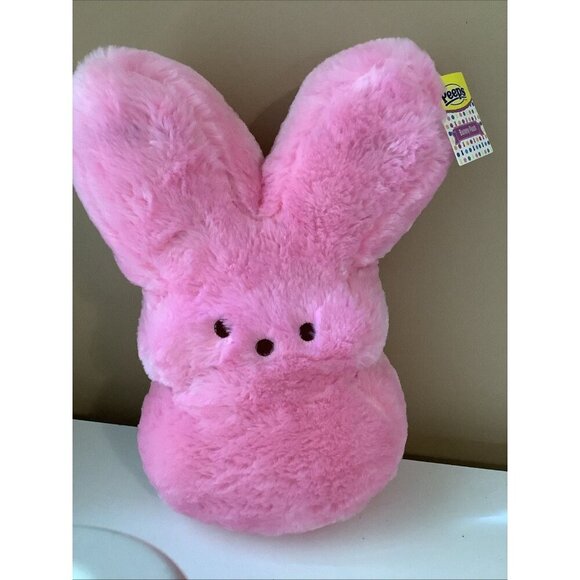 Peeps 17 Inches Pink Fluffy Bunny Stuffed Easter Plush Pillow. New With Tags. - Picture 3 of 6